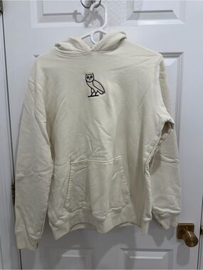 OVO Ivory Pullover Hoodie with Embroidered Owl